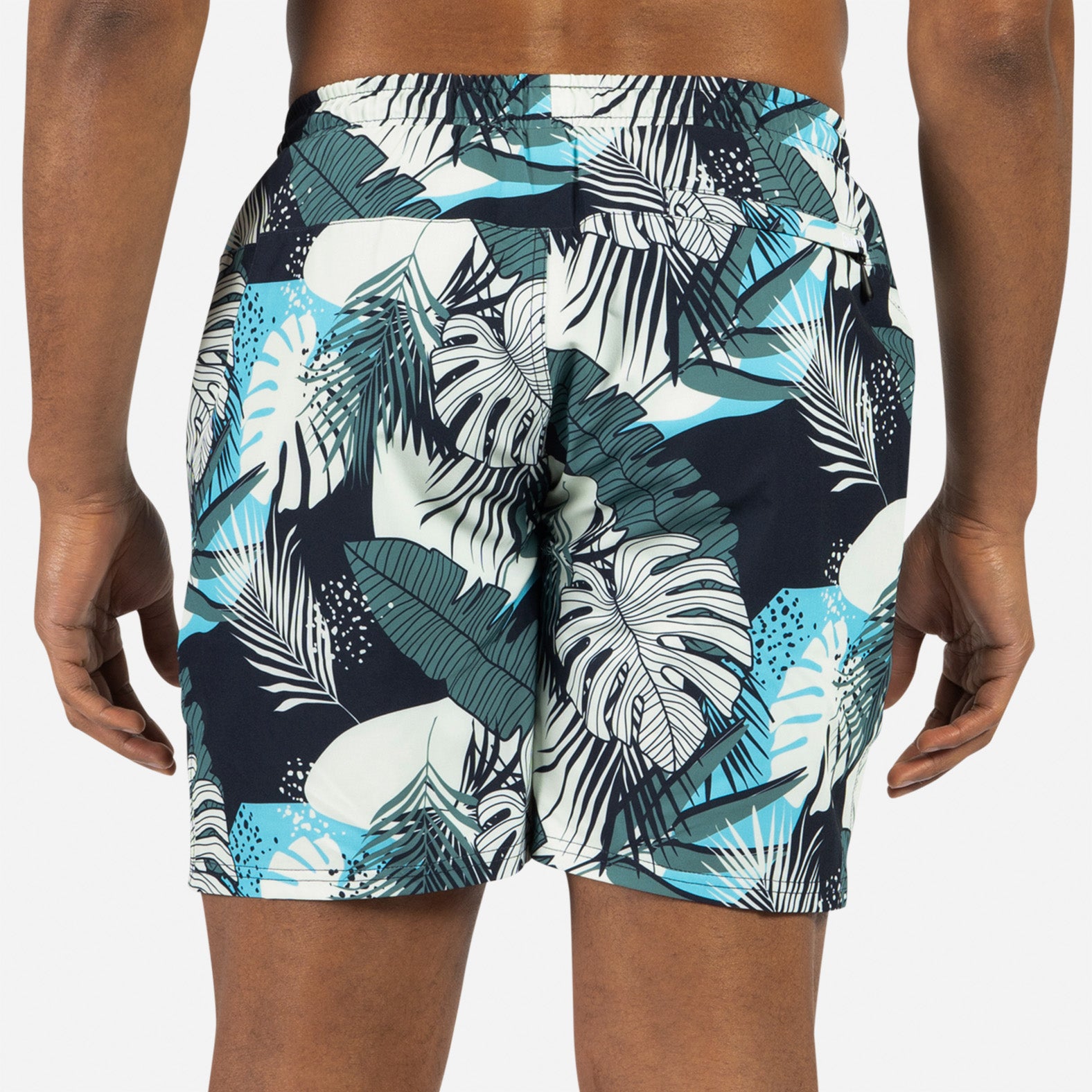 AGUA VOLLEY 2N1 SWIM SHORT 7": FRONDS DARK NAVY