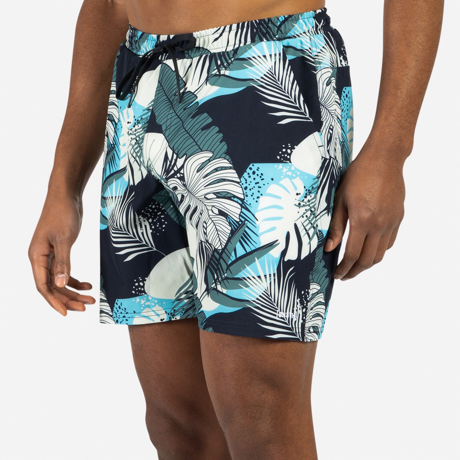 AGUA VOLLEY 2N1 SWIM SHORT 7": FRONDS DARK NAVY