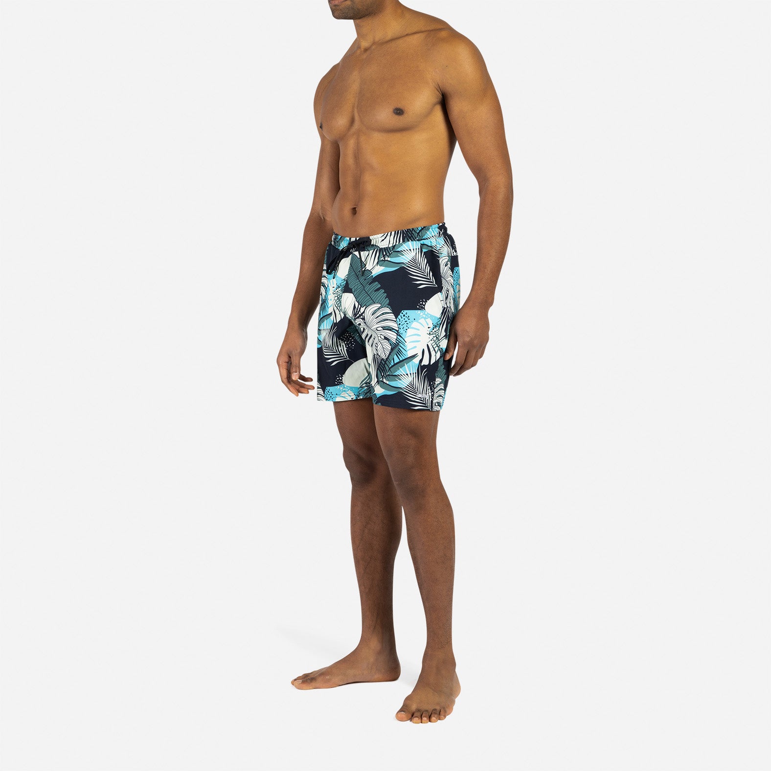 AGUA VOLLEY 2N1 SWIM SHORT 7": FRONDS DARK NAVY