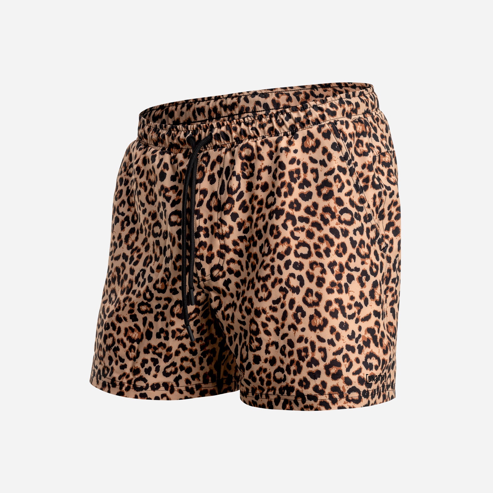 AGUA VOLLEY 2N1 SWIM SHORT 5": LEOPARD PRINT TAN