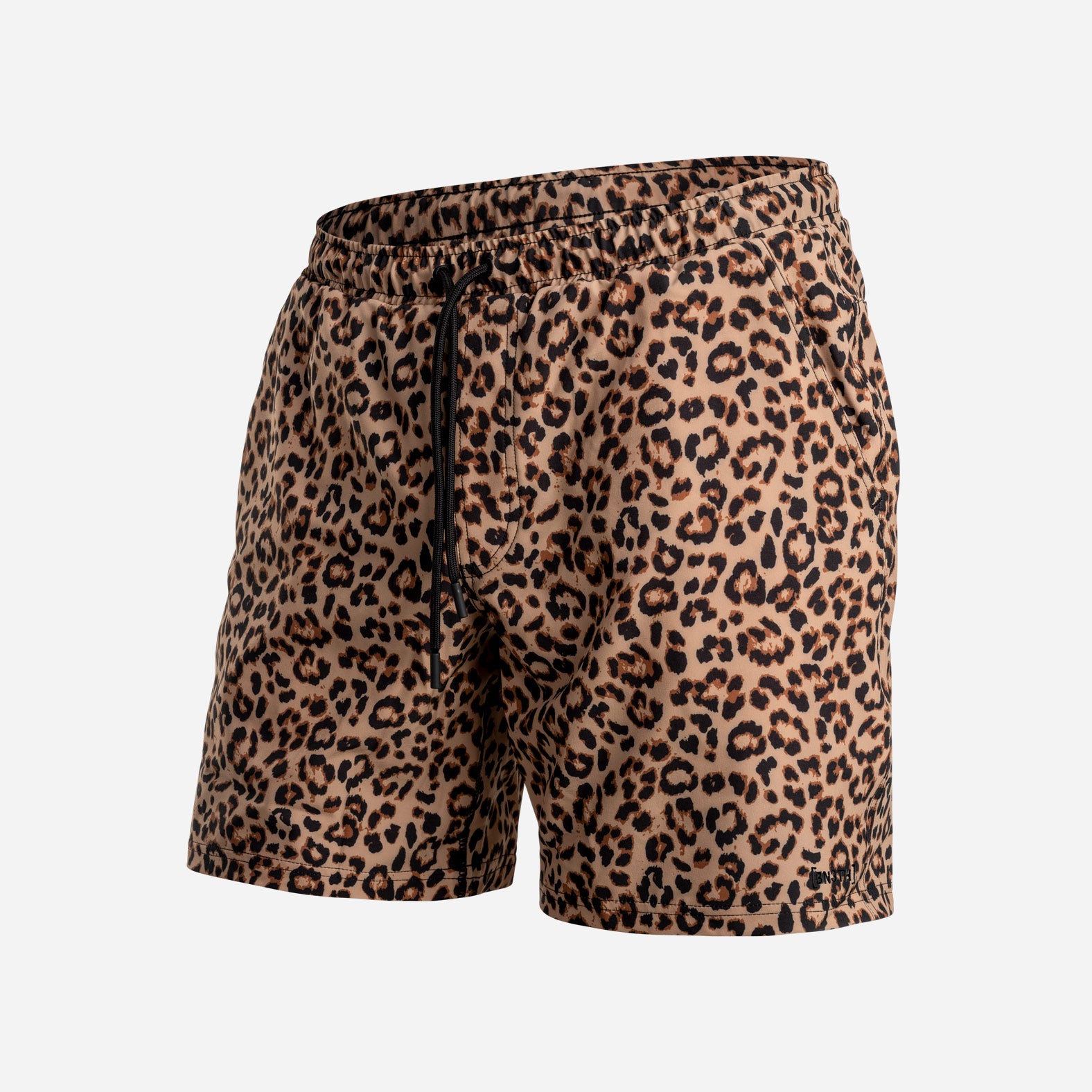 AGUA VOLLEY 2N1 SWIM SHORT 7": LEOPARD PRINT TAN