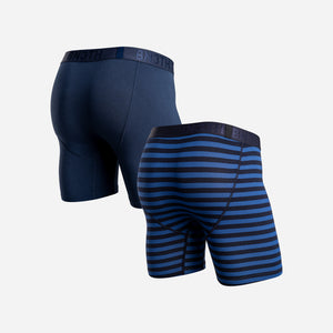 CLASSIC BOXER BRIEF WITH FLY: NAVY/TRADITIONAL STRIPE QUARTZ 2 PACK