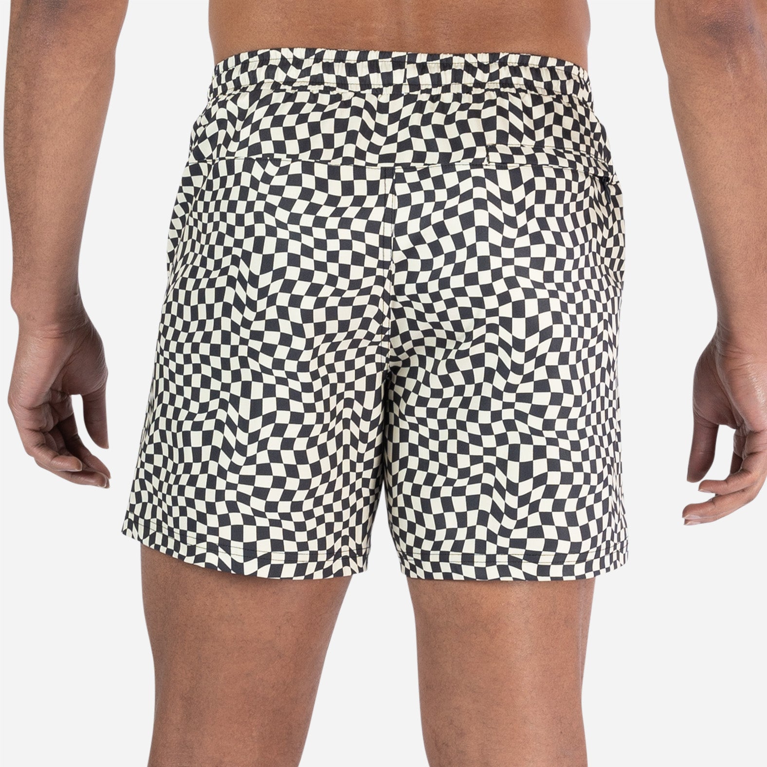 Agua Volley X 2N1 Swim Short 5”: Warped Checker Vanilla