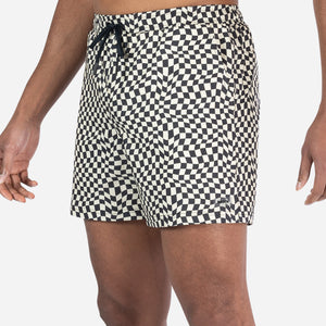 Agua Volley X 2N1 Swim Short 5”: Warped Checker Vanilla