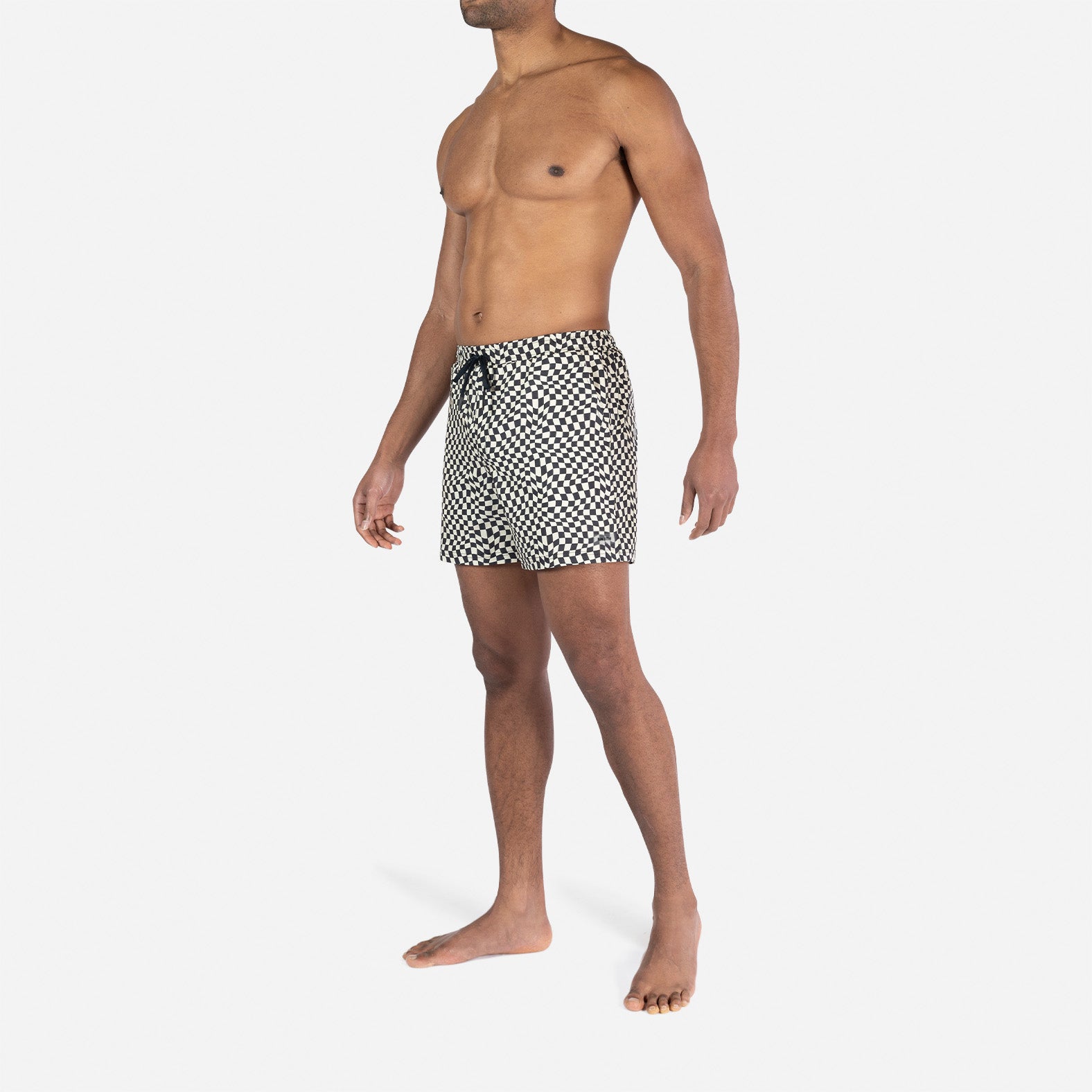 Agua Volley X 2N1 Swim Short 5”: Warped Checker Vanilla