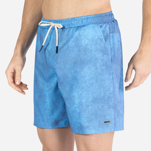 Agua Volley X 2N1 Swim Short 7”: Fog Acid Wash