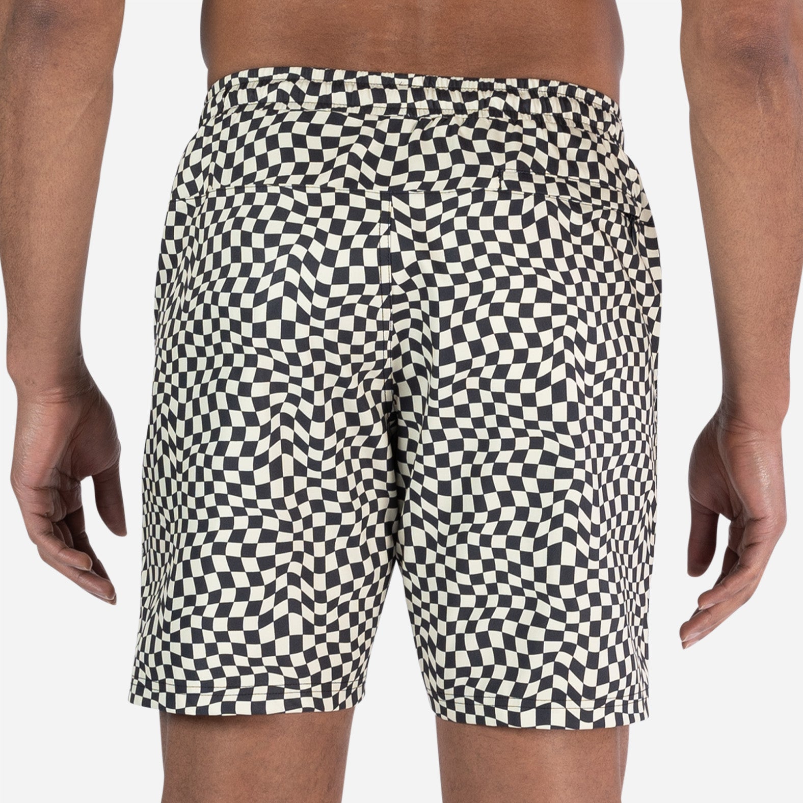 Agua Volley X 2N1 Swim Short 7”: Warped Checker Vanilla