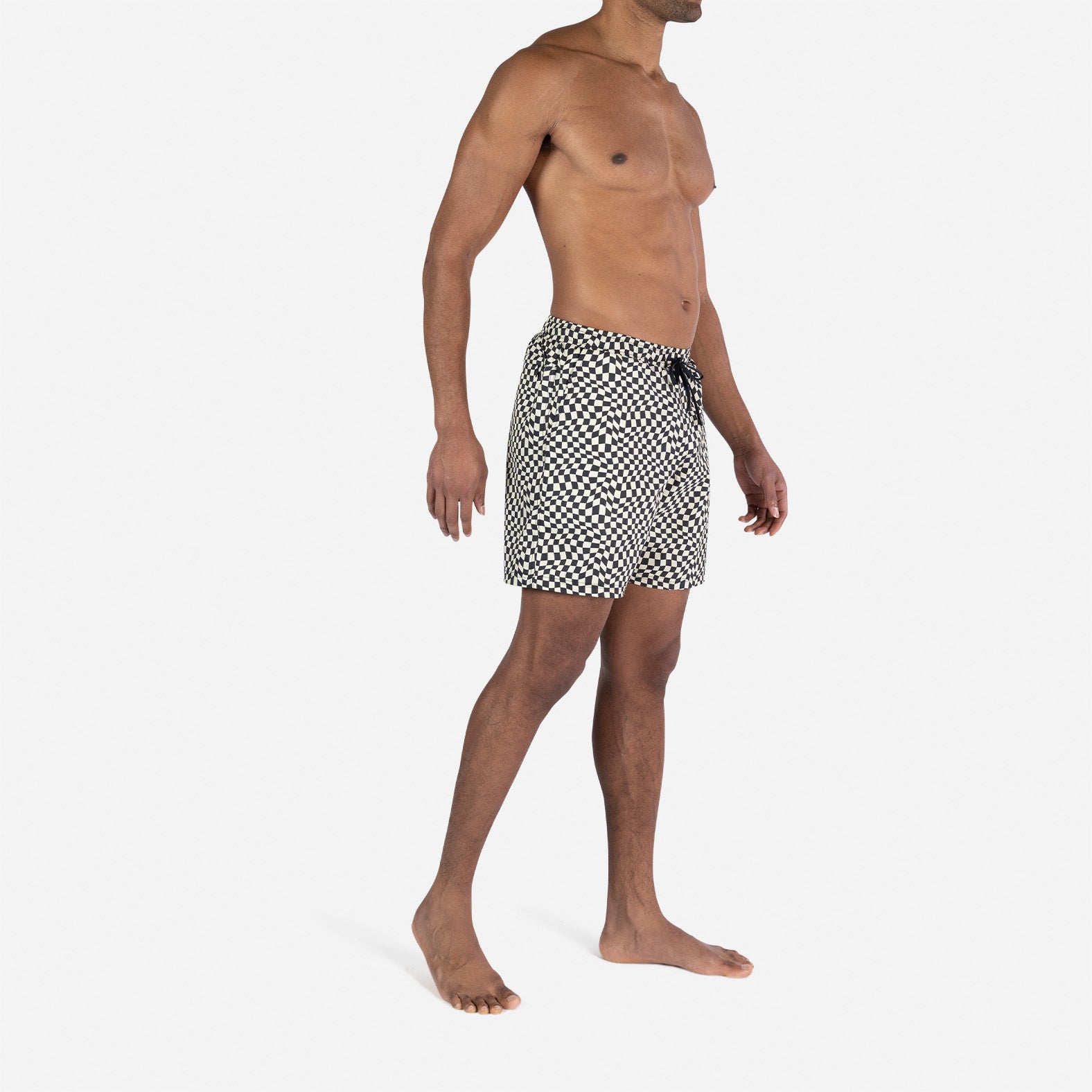 Agua Volley X 2N1 Swim Short 7”: Warped Checker Vanilla