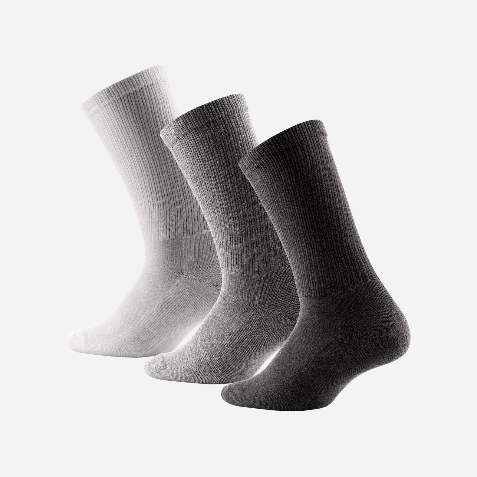 CLASSIC CREW SOCK: BLACK/HEATHER GRAY/WHITE 3 PACK