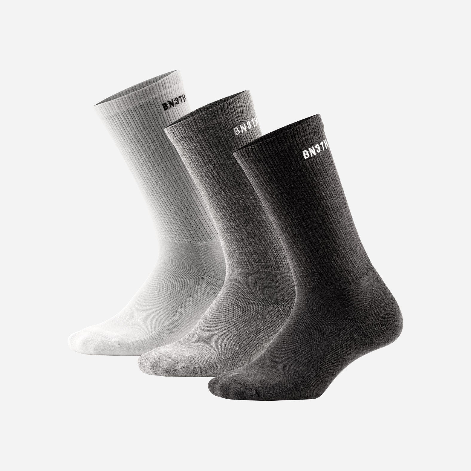 CLASSIC CREW SOCK: BLACK/HEATHER GRAY/WHITE 3 PACK